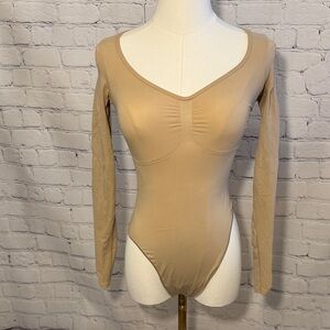 SKIMS Tan Long Sleeve Bodysuit